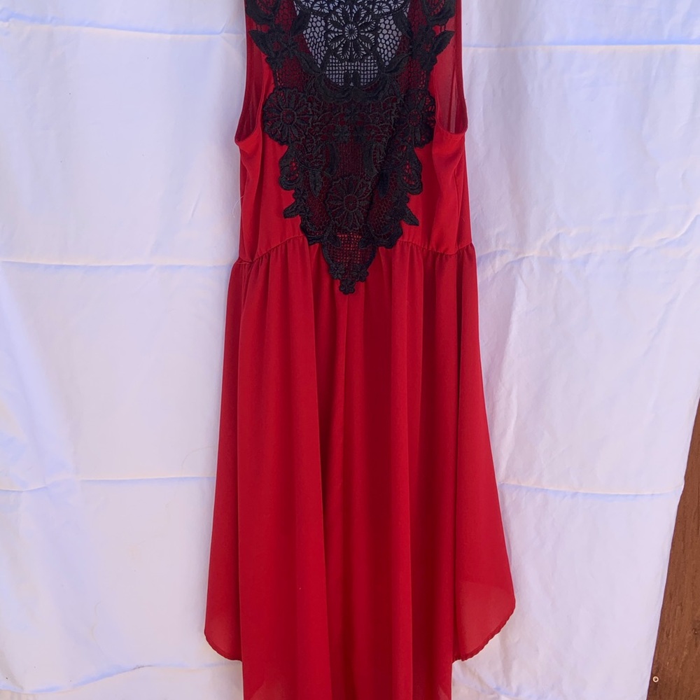 Red dress with black lace back - size small